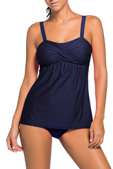 Marineblauer 2-teiliger Swing-Tankini-Badeanzug