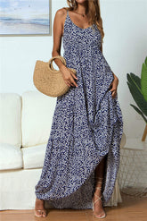 Robe mi-longue à bretelles et motif floral Trooper