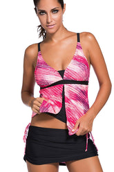 Maillot de bain deux pièces tankini à imprimé rosé avec jupe-culotte