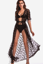 Durchsichtiger Bikiniüberzug mit glitzernden Pailletten