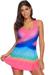 Rosy Ombre Tie Dye Swim Dress with Shorts