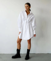 Elletra Pleated Shirt Dress