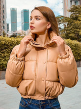 Windbreaker Crop Padded Vegan Leather Jacket
