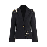 Gold Pins Black Blazer