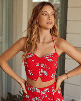 Sunshine For The Soul – Geblümtes Neckholder-Crop-Top