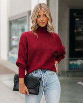 Small Town Strickpullover mit Stehkragen – Weinrot