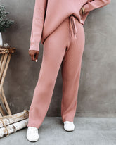 Storey Ribbed Knit Pants - Dusty Rose