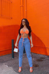 Tell Me Everything Pleated Mom Jeans - Light Blue Wash