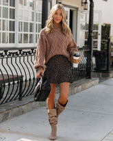 Windblown Mock Neck Strickpullover - Mokka