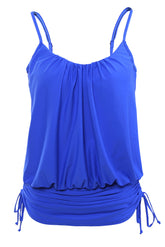 Blue Spaghetti Strap Tankini Swimwear Tops