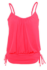 Rosy Spaghetti Strap Tankini Swim Tops