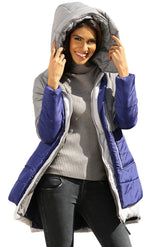 Gray Navy Colorblock 2-In-1 Look Quilted Jacket