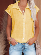 Solid Color Single Breasted Shirt Casual Short Sleeve Top