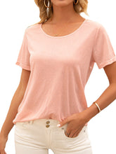 Simple Temperament Backless Hollow Round Neck Short-sleeved T-shirt