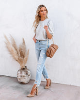 Statement-High-Rise-Denim im Used-Look
