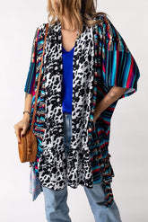 Cardigan kimono multicolore à imprimé aztèque et sarape vache