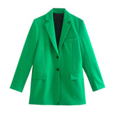 Kira Green Oversized Long Blazer and Mini Skirt Set