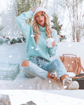 Stormi Rollkragen-Strickpullover - Dusty Teal