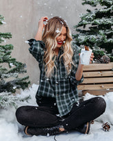 Sunelle Kariertes Button-Down-Oberteil aus Baumwollmischung - Grün