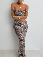 Zebra Print Backless Long Dress