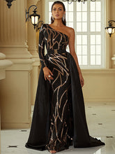 Temperament Banquet One-shoulder Small Trailing Evening Dress