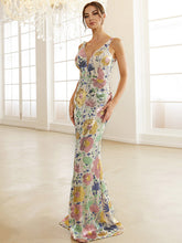 Temperament Party V-Neck Sequin Banquet Fishtail Small Trailing Evening Dress