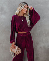 Swift – Bauschiges Plissee-Top – Weinrot