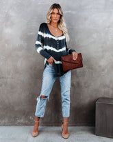 Take Me Anywhere Batik-Strick-Henley-Top - Anthrazit