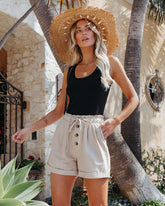 Todd Cotton Pocketed Button Front Shorts - Khaki