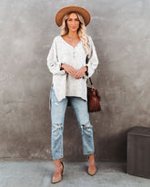 Pull Henley en tricot moucheté Trev - Avoine