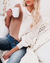 Pull en maille colorblock Two Roads Diverged - Crème