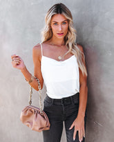 Débardeur camisole à col bénitier haut de gamme - Blanc cassé