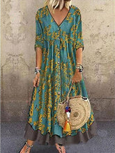 Robe deux pièces imprimée à manches longues et col en V