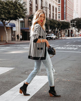 Vino – Strickjacke mit Hahnentrittmuster und Knopfleiste vorn