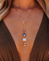 Wesley Drop Anhänger Halskette - Grauer Topas