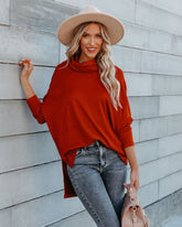 Westward Strickpullover mit Wasserfallausschnitt - Ziegelrot