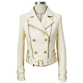 Veste de motard en cuir vegan tendance avec boutons dorés
