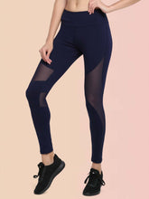 Sport-Leggings mit Netzeinsatz und breitem Bund