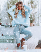 Windler Rollkragen-Strickpullover - Hellblau