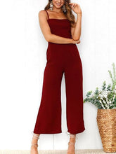 Women Elegant Sling Solid Color Jumpsuit