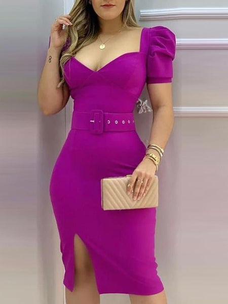 Square Neck Sleeveless Slit Mini Active Dress
