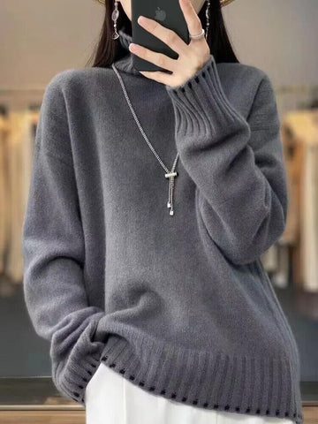 High Quality Pure Wool Turtleneck Loose Fit Sweaters