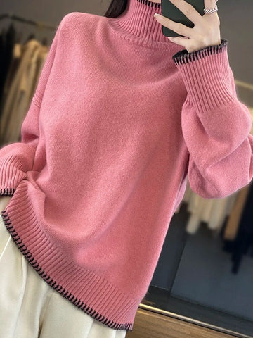 High Quality Pure Wool Turtleneck Loose Fit Sweaters