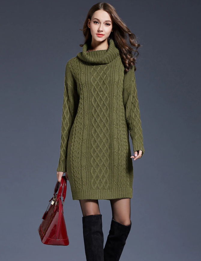 Front Pocket Design Knit Long Oversized Sweaters