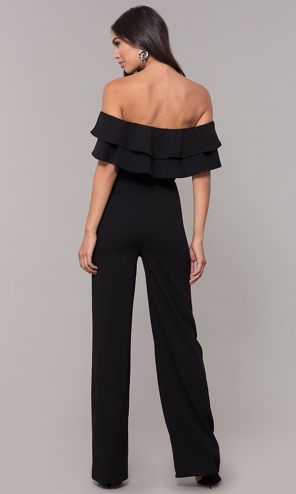 V-neck Ruffled High-waist Jumpsuit