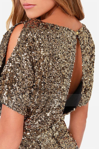 Tabloid Sequin Cut Out Shift Dress - Silver