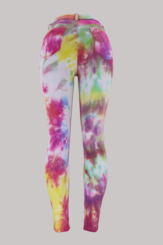 Stay Vibin' Tie Dye Flare Jeans - Multi Color