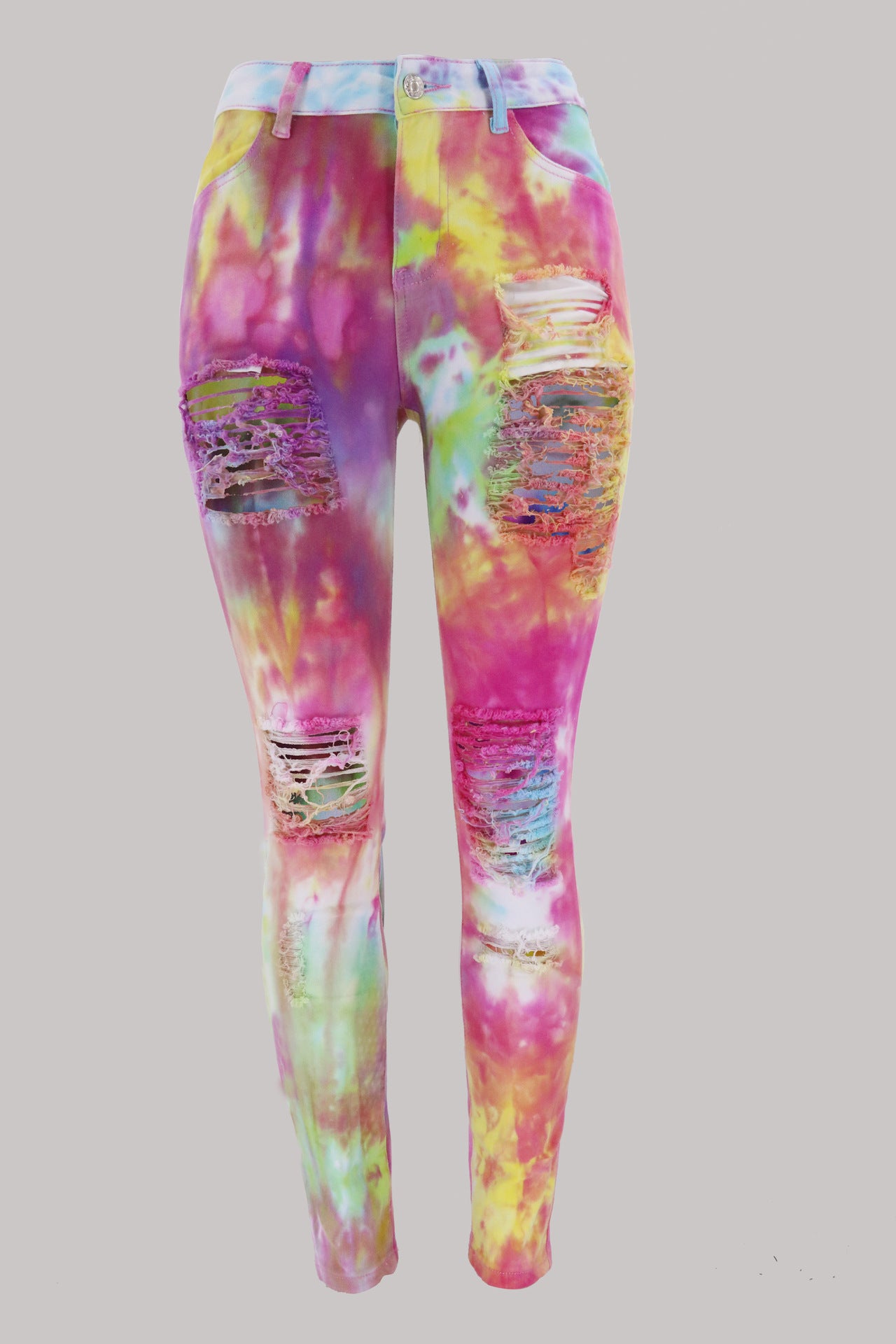 Stay Vibin' Tie Dye Flare Jeans - Multi Color