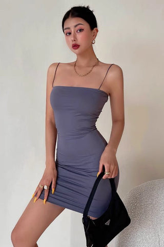 Sexy Tight Pleated Buttock Dress Strap Mini Dress