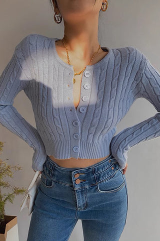 Sexy Knitted High Waisted Long Sleeved Sweater Top